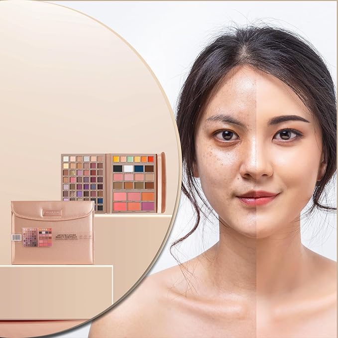 Profusion Cosmetics Artistry Attire 72pc Beauty Portfolio and complete Beauty Arsenal with Eyeshadows, Highlighters, and More in One, Versatile Beauty Essential with an All in One Makeup Kit
