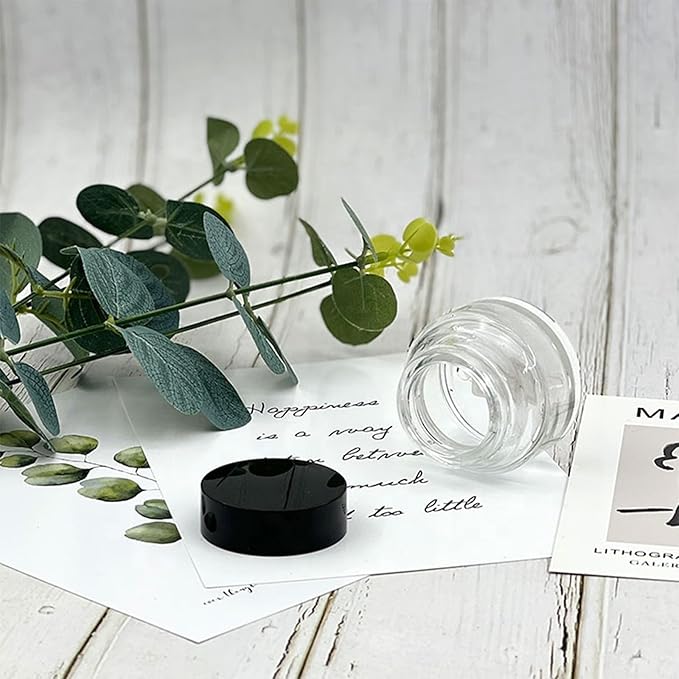 90 Pack 5ml Glass Lip Balm Containers, Small Empty Cosmetic Sample Jars with Lids, Refillable Clear Airtight Glass Jars for Skincare, Lotion, Cream, Wax, Travelling, Retail Store