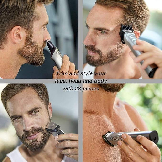 Philips Norelco Multigroom Men's Beard Grooming Kit with Trimmer for Head Body, Face -Stainless Steel with Travel Case
