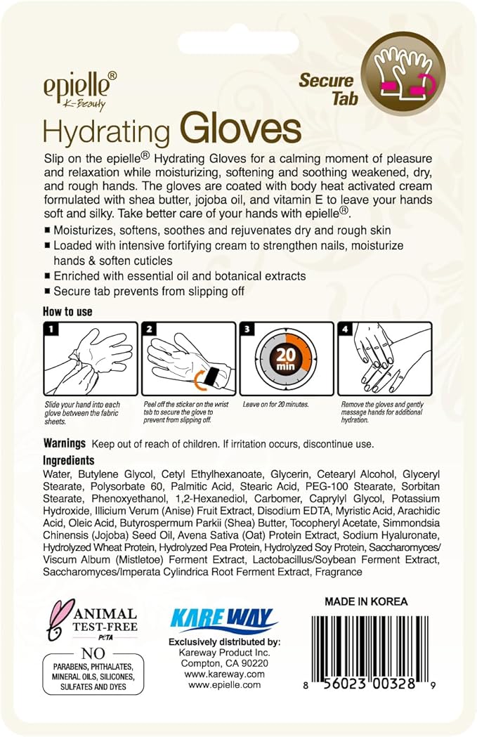 Epielle Hydrating Hand Masks, 6 Pairs of Moisturizing Gloves for Dry Hands with Shea Butter, Jojoba Oil & Vitamin E, Spa Day Treatment, Korean Skincare, Easter Gift, Mother’s Day Gifts