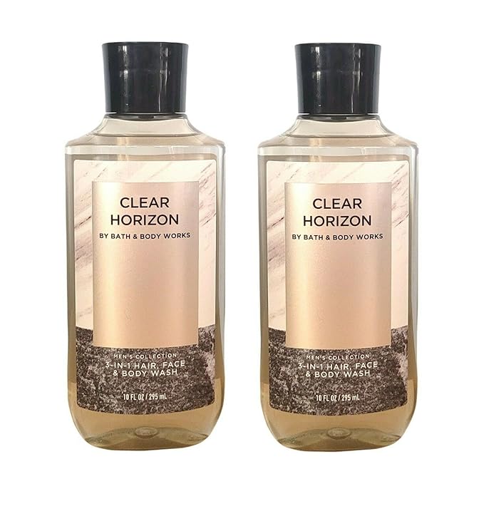 Bath and Body Works For Men 3-in-1 Hair, Face & Body Wash - Value Pack lot of 2 - Full Size (Clear Horizon)