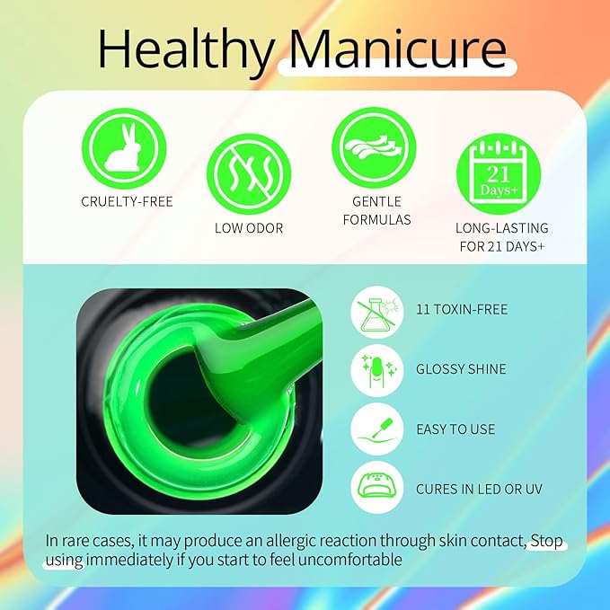 UR SUGAR Neon Gel Nail Polish Set, 10 Colors Hot Pink Orange Yellow Green Blue Red Purple Neon Pastel Color Spring Summer Nail Polish Fluorescent Gel Polish Soak Off Nail Art Gifts Set for Women