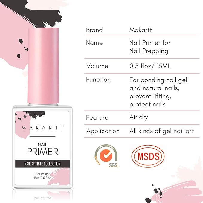 Makartt Nail Primer Natural Nail Dehydrator Primer for Acrylic Nails Gel Polish Bundle UV Nail Glue Gel for Fake Nails(Curing Needed), 3 in 1 Super Strong Acrylic Nails Glue