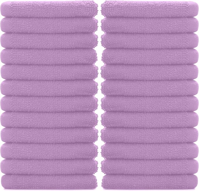 DAN RIVER 100% Cotton Washcloths 24 Pack Premium Quality Face and Body Cloth, Quick Dry Essential Towels for Bathroom, Hand, Kitchen & Cleaning, Baby Washcloths | 12X12 in | 400 GSM | Lavender