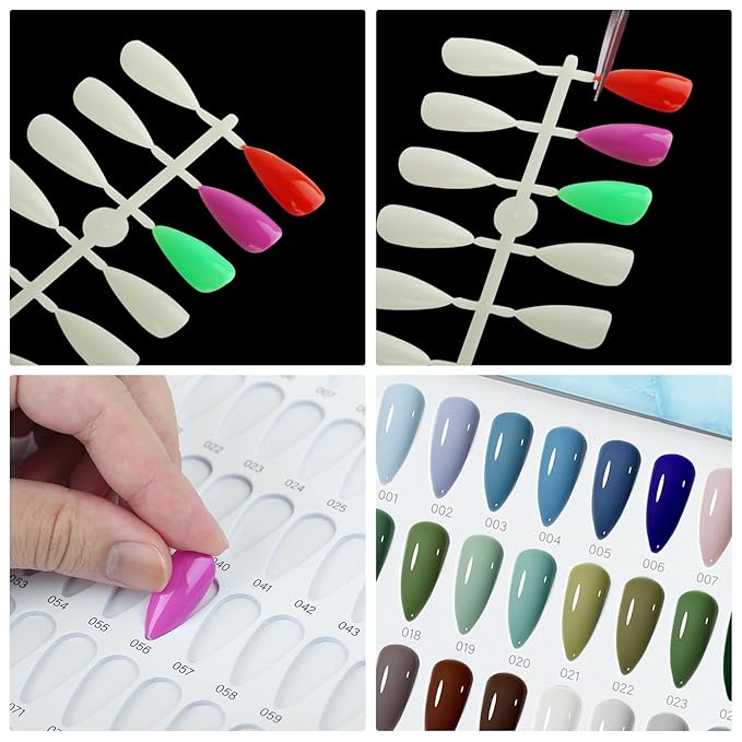 320 Nail Color Chart Book,Leather Nail Color Display Book with 480 Nail Tips & 1-400 Number Labels,Professional Nail Color Chart Display Book for Nail Polish Nails Art Design(Pink)