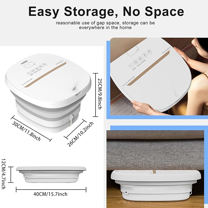 AISZG Collapsible Foot Spa Bath Massager with 6 Massage Rollers,Pedicure Foot Spa with Fast Heat and Massage,Foot Soaking Tub,Birthday Gifts for Women/Men/Mom/Her/Him, White