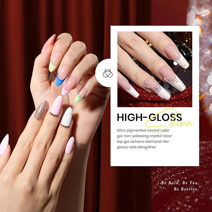 Beetles Glitter Gel Nail Polish Set, 23pcs Gel Polish Brown Pink Blue Purple Green Soak Off UV Kit with Glossy Matte Top and Base Coat