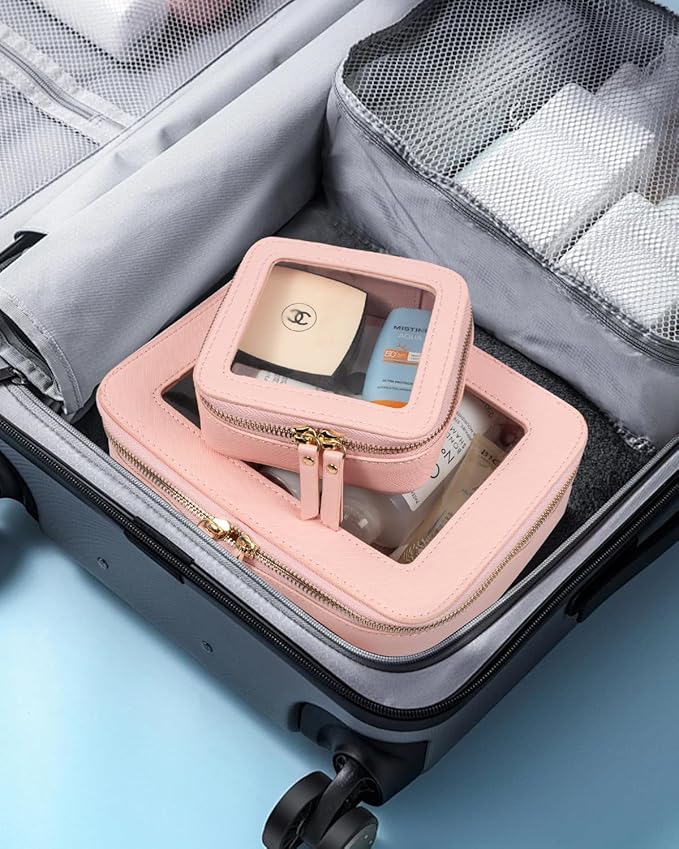 Clear Makeup Bag, Small Makeup Bag TSA Approved Toiletry Bag Cosmetic Travel Bag Cute Makeup Bag Organizer Makeup Case Pouch Car Essentials for Women Men