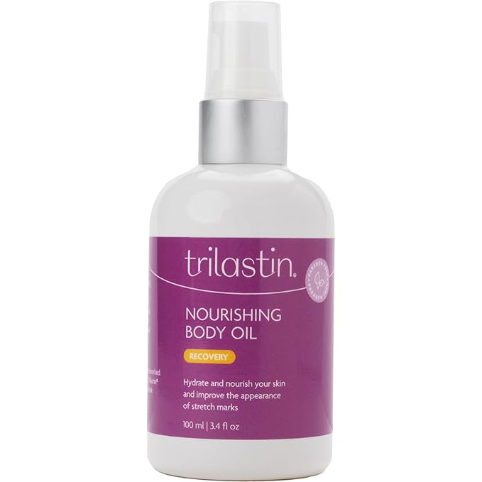 TriLASTIN Belly Oil (3.4oz) | Vitamin-Infused Stretch Mark Oil | Belly Oil for Expecting Mothers | Serum for Scars and Stretch Marks | Body Oil | Paraben-Free and Hypoallergenic