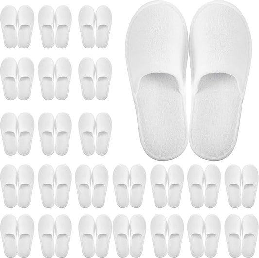 Geyoga 24 Pairs Disposable Slippers for Guests Bulk 2 Size Cotton Hotel Spa House Slippers for Graduation Wedding Party Shoeless Home Travel Individually Wrapped