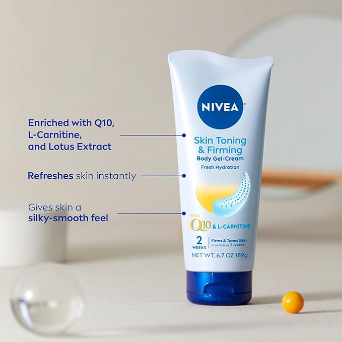 NIVEA Skin Firming Gifts for Mom, Includes Sheer Hydration Body Lotion (16.9 Fl Oz) and 6.7 Oz Skin Toning & Firming Body Gel-Cream