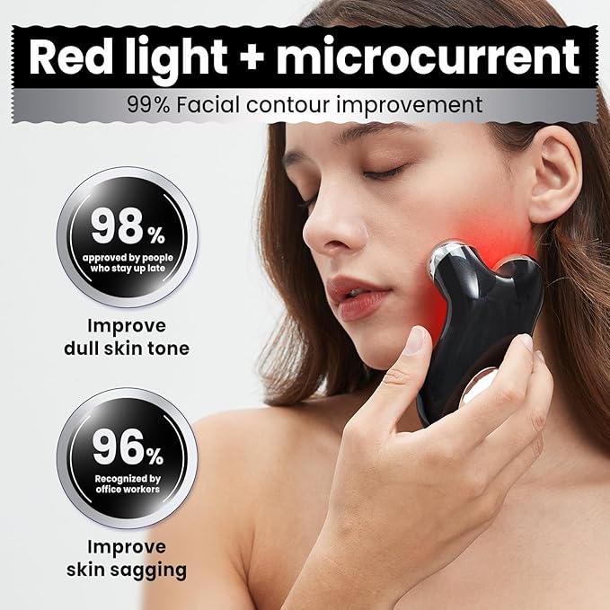 Microcurrent Facial Device,Latest Red Light Technology,Enhances The Ability to Lift The Face and Tighten The Skin,Facial Wrinkle Equipment,Smart Photon Micro-Current Device,Model:EP-300. (Black)