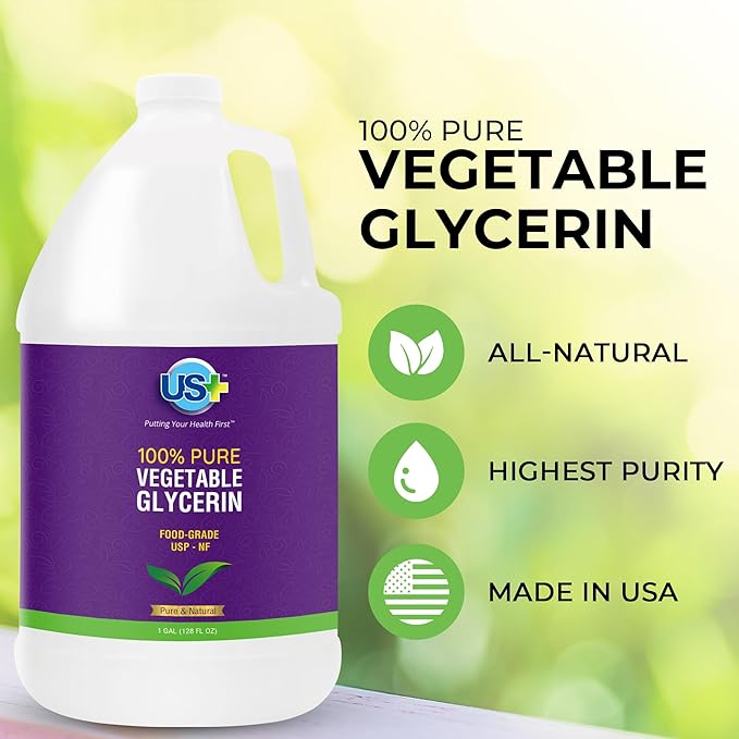 100% Pure Vegetable Glycerin - Pharmaceutical & Food Grade (USP) - Premium Quality All-Natural Moisturizer & Cleanser - For skin, hair, soaps & more (1 Gallon)