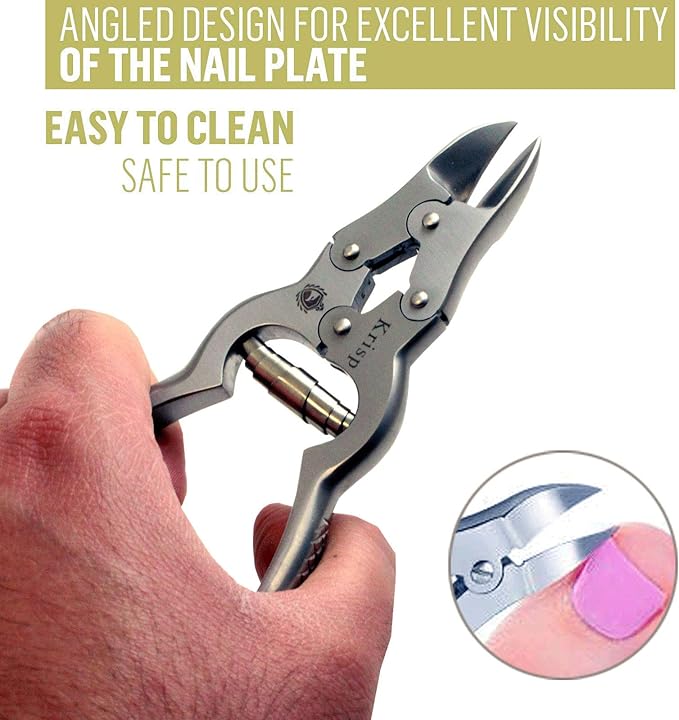 Toenail Clippers for Thick Ingrown Toenails - Professional Podiatry Nail Cutter Fingernail Clipper Trimmer Heavy Duty Surgical Grade Stainless Steel Men Seniors Adults Podiatrist Tool Krisp Beauty