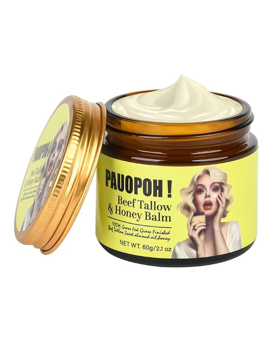 Beef Tallow for Skin - Whipped Tallow Balm with Manuka Honey, Handmade Moisturizer for Sensitive Skin (Unscented)