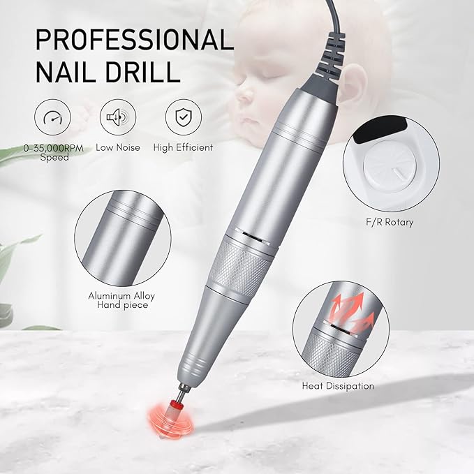 SAVILAND 3-in-1 Nail Dust Collector – Powerful Nail Vacuum Fan with Efile Nail Drill Lighting Lamp Reusable Filter Dust Collector Extractor for Manicure Nail Art Equipment Acrylic/Gel Nails Removal