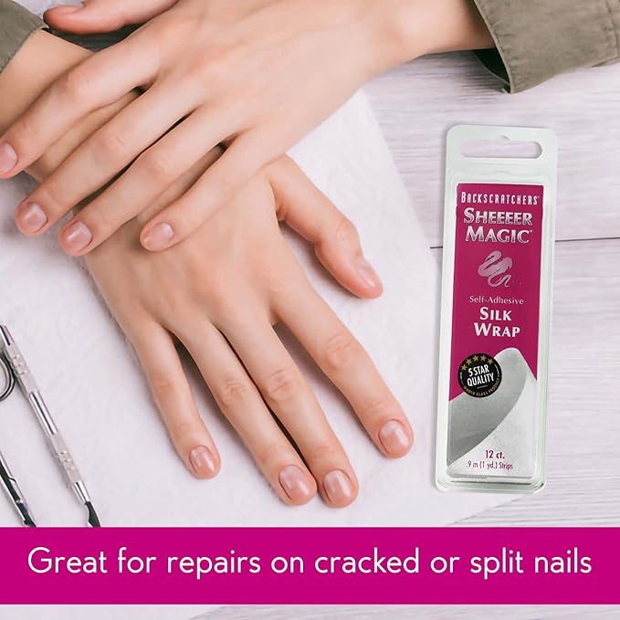 Backscratchers Sheeeer Magic Silk - 12 Yards - Repair Split or Cracked Nails - Self Adhesive Silk Wraps - DIY Nail Extension