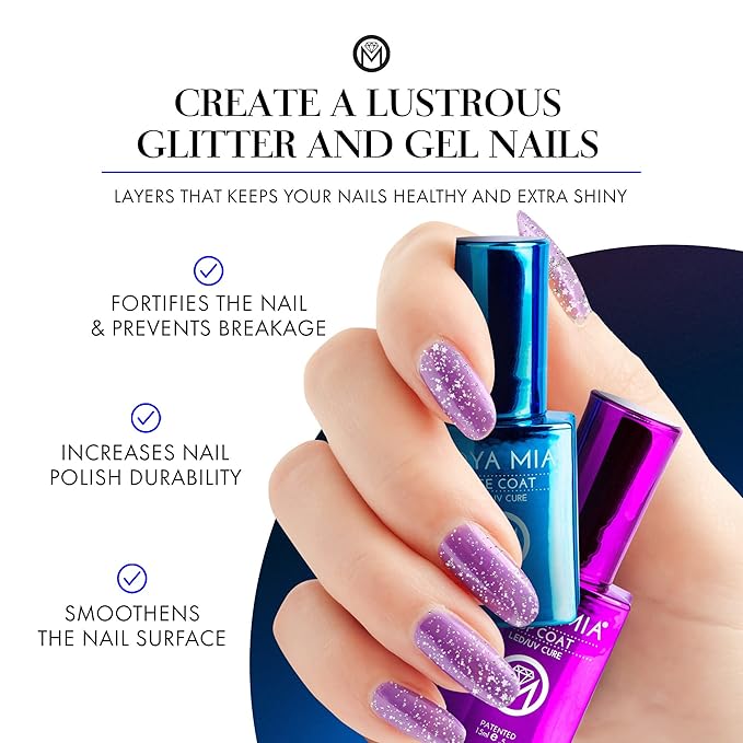 JOYA MIA Gel Polish Set – Base & Top Coat, No Wipe, Soak-Off, 15ml Each, Long-Lasting, High-Gloss, Super Adhesive