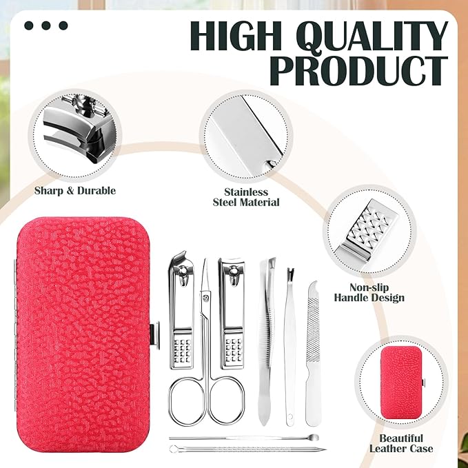 30 Sets Bulk Gifts for Women Manicure Set Bulk Professional Nail Care Kit Nail Clippers Kit 8 in 1 Stainless Steel Pedicure Set with Travel Case for Women Men (Elegant Print)