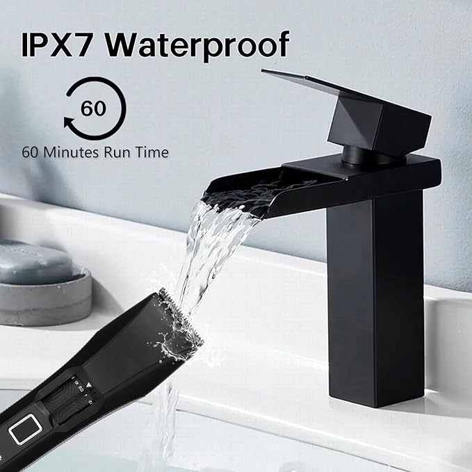 Manscape Men's Beard Trimmer, 20 Length Adjustable Blade Wheel,Stainless Steel T-Blade for Precision Facial Hair Trimming, Cordless Hair Clipper IPX7 Waterproof, LED Display(Black)