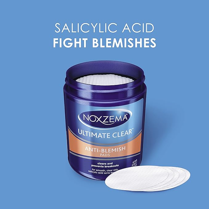 Noxzema Ultimate Clear Face Pads, Salicylic Acid Acne Treatment Clears and Prevents Acne, Anti-blemish, 90 Count, 6 Pack