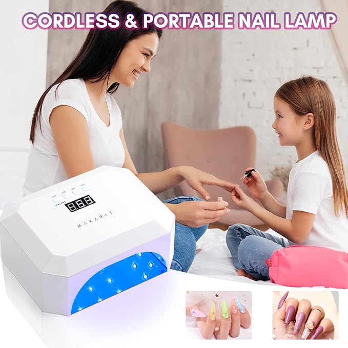 Makartt Rechargeable UV LED Light Cordless Nail Lamp Aurora 36W Professional Nail Dryer Bundle With Gel Nail Polish Kit,Black White Nail Polish Gel Set Noir & Blanc Fall Color Soak Off Nail Gel Polish