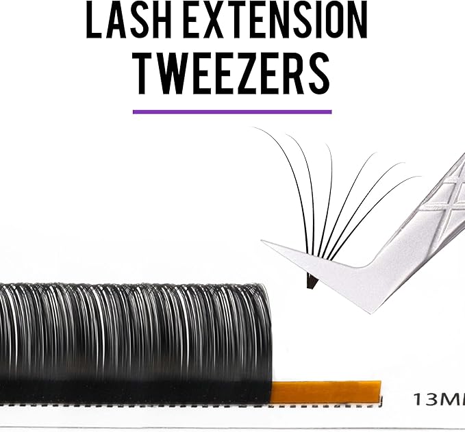 Fiber Tip Lash Tweezers For Eyelash Extension 4 Pcs Tweezers Professional Artist Tech Work Kit Tools,Best Volume Eyelash Lashes Extensions Precision Supplies Volume Boot 90 45 Degree(Silver)