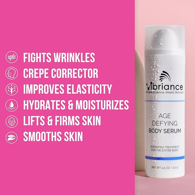 Vibriance Age Defying Body Serum, 4.5 fl oz - Anti Aging and Ultra Hydrating - Infused with Hyaluronic Acid - Fast-Absorbing Crepey Skin Corrector for Wrinkles, Dryness