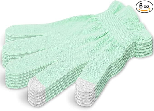 Donfri 6 Pairs Cotton Gloves for Dry Hands, Sleeping Moisturizing Gloves Overnight, Eczema Gloves for Women with Touchscreen Fingers, Lotion Hand Spa Treatment（XS-Green）