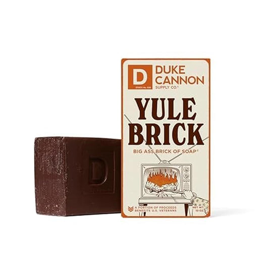 Duke Cannon Supply Co. Big Brick of Soap Bar for Men Holiday Edition - Yule Brick (Charred Wood & Leather Scent), 10 oz. (1 Pack)