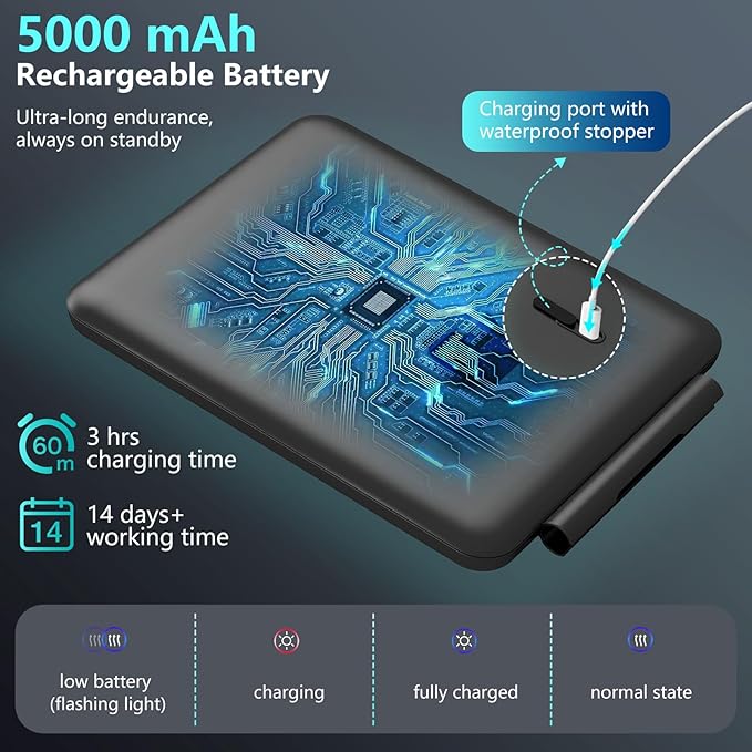 Heated Shower Mirror Fogless for Shaving, 3 Colors Stepless Dimmable Lights Fogless Mirror for Shower, Rechargeable Anti Fog Shaving Mirror for Shower with Razor Holder for Men, Light Memory Function