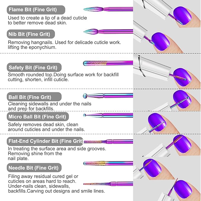 30Pcs Nail Drill Bits Set with Rhinestone Storage Box, 3/32 Inch Ceramic Diamond Carbide Nail Drill Bits for Acrylic Gel Polish, Cuticle Efile Remover for Manicure (Silver)