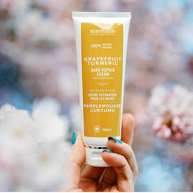 Hand Cream with Grapefruit Turmeric Essential Oil, Shea Butter, Cocoa Butter, Argan & Almond oil, Vitamin E and Aloe Vera, for Moisturizing Dry Hands, Natural Skin Care, 100 ml, 3.4 fl.oz