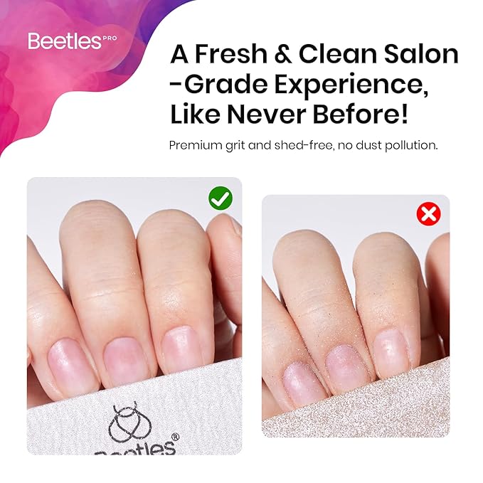 Beetles Professional Nail File 120 Pcs, Double Sided Emery Board 100/180 Grit Nail Files for Acrylic and Natural Nails, Washable Shaper Files Nail Care Tool Home Salon Manicure Gifts for Women