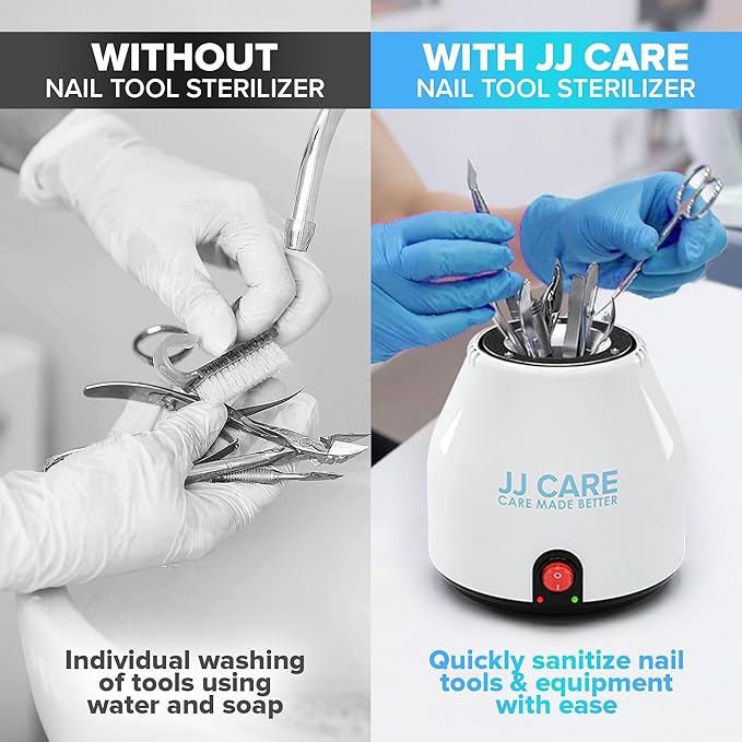 JJ CARE Nail Tool Sterilizer with Glass Beads | Implement Tweezer Disinfectant Container | Salon & Manicure Disinfectant Jar Small