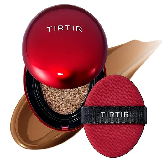 [*Mini Size*] TIRTIR Mask Fit Red Cushion Foundation | Full coverage, Weightless, Skin fit, Satin Glow Finish, Korean Makeup Cushion Foundation (#45N Saddle Brown, 0.15 Fl Oz)