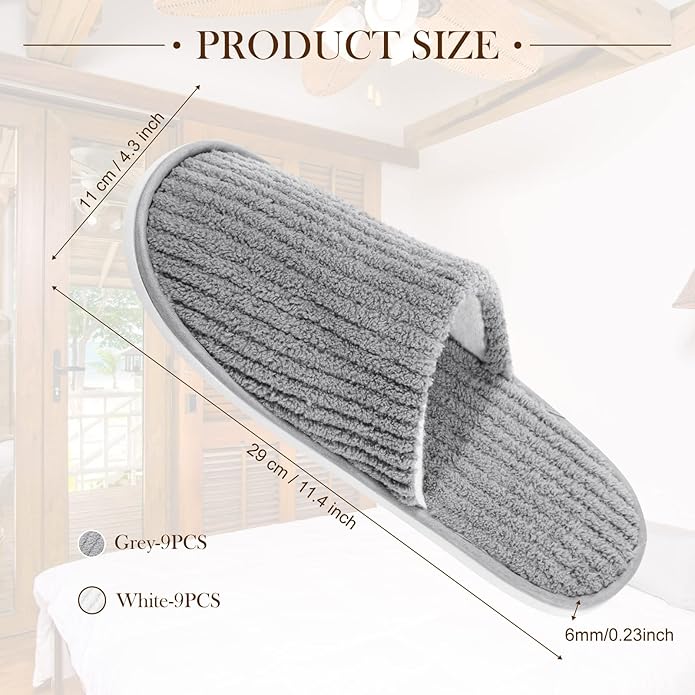 SATINIOR 18 Pairs Disposable Slippers for Guest Bulk Soft Washable House Women Men Slippers Pack for Hotel Spa Travel