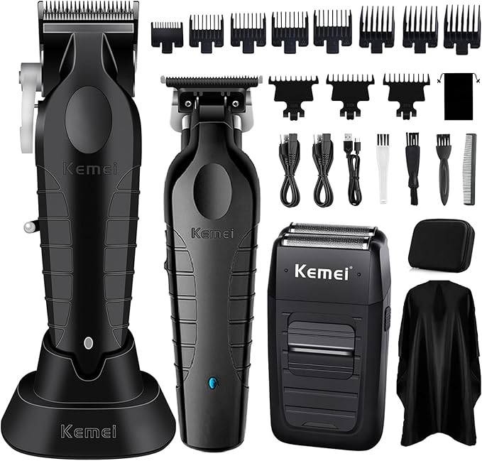 KEMEI Professional Hair Clipper, Hair Trimmer, Beard Shaver Set for Men, Electric Cordless Barber Clipper Beard Trimmer, Rechargeable Fade Clipper Haircutting Kit, KM-2299, KM-2296, KM-1102