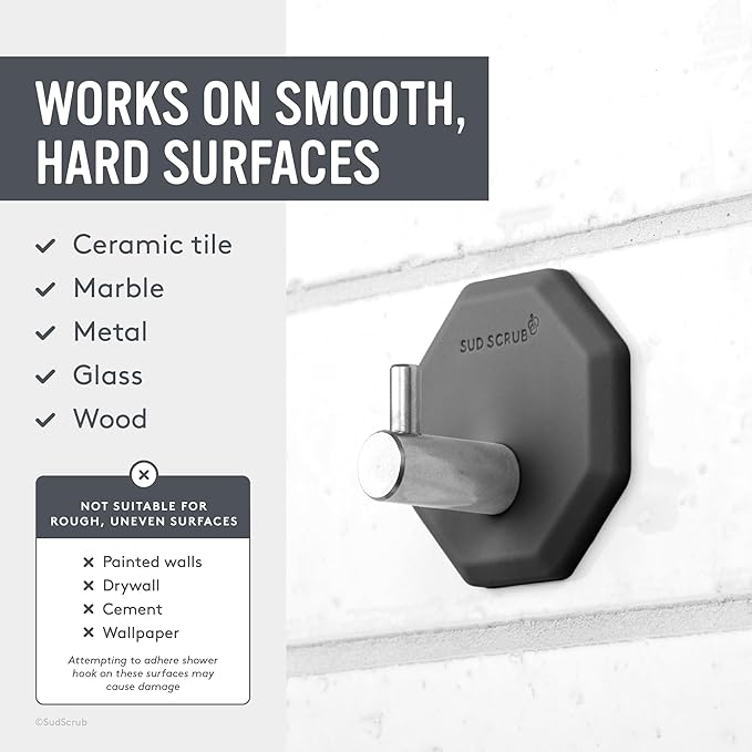 Sud Scrub® Body Scrubber + Shower Hook Set (Charcoal)