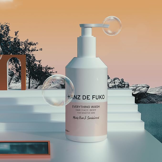 Hanz de Fuko Everything Wash for Body, Hair & Face – All-in-One Soap & Shampoo, Safe for Sensitive Skin – Suitable for Men, Women & Kids – Minty Rum & Sandalwood, 8 oz.