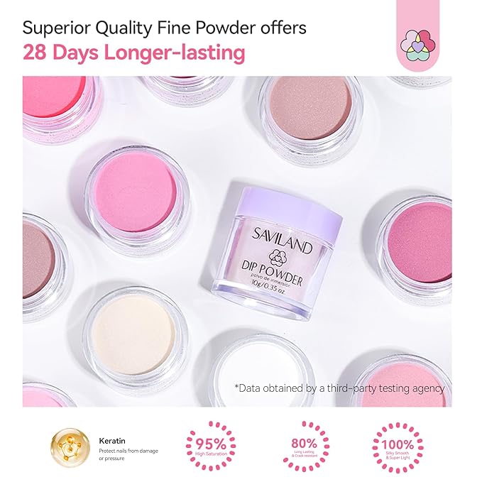 SAVILAND Advanced Dip Powder Nail Kit with Nail Drill: 28 Days Long-lasting 20 Color Pink Nude Dip Nails Powder Starter Kit Dipping Powder Liquid Set Dip Base Top Activator Brush Saver French Nail Art