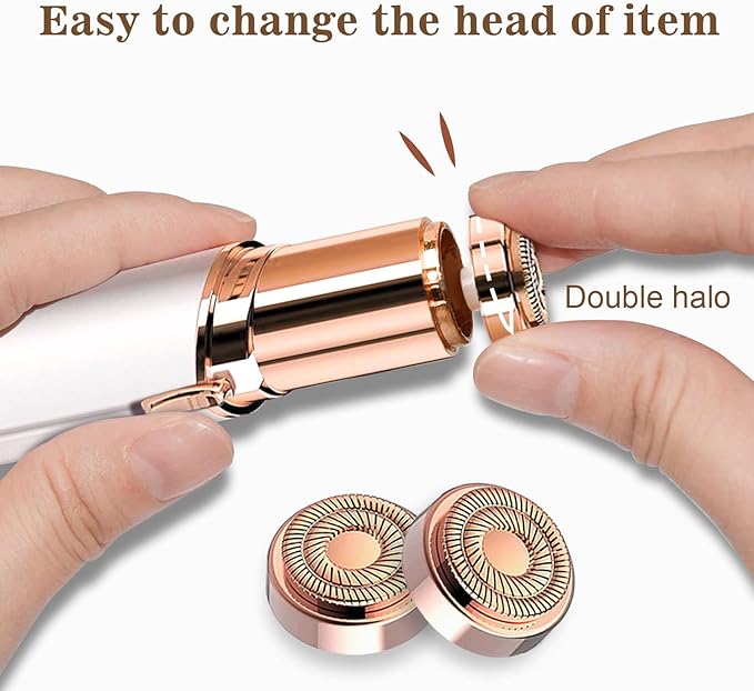 Facial Hair Removal for Women, Painless Hair Removal Device Lady Face Electric Razor for Lip, Chin,arms with USB Rechargeable Included 2 pc Replacement Heads