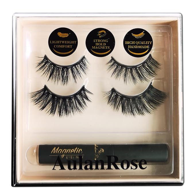 Magnetic Eyelashes Kit Natural Look, Magnetic Lashes with Eyeliner for Medium Cat Eye, Cruelty-Free & Vegan Faux Mink Lashes, 60 Wears