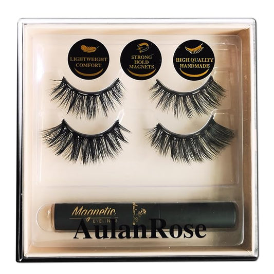 Magnetic Eyelashes Kit Natural Look, Magnetic Lashes with Eyeliner for Medium Cat Eye, Cruelty-Free & Vegan Faux Mink Lashes, 60 Wears