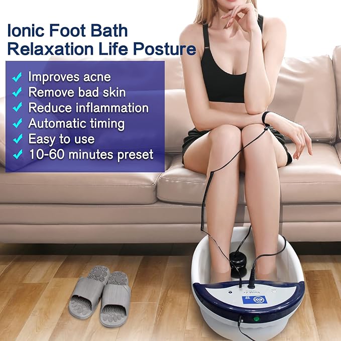 Ionic Foot Bath Detox Machine, Ion Detox Foot Bath Cleanse, Foot Detox Spa with Waist Strap, Arrays, Slippers | LCD Display, Time Setting…
