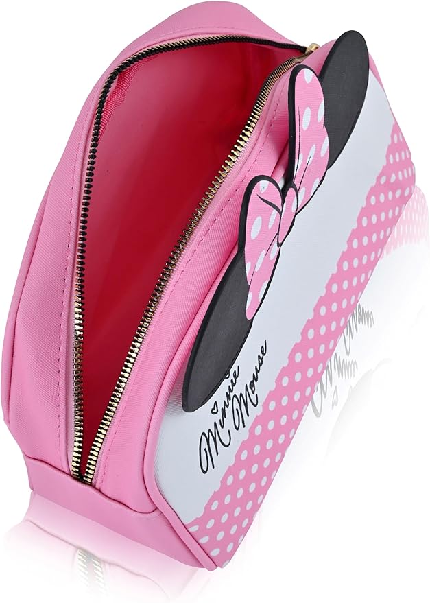 Fast Forward Disney Minnie Mouse Makeup Bag for Women | Minnie Mouse PU Leather Travel Toiletry Bag for Women | Make Up Travel Bag Cosmetic Bag Makeup Pouch