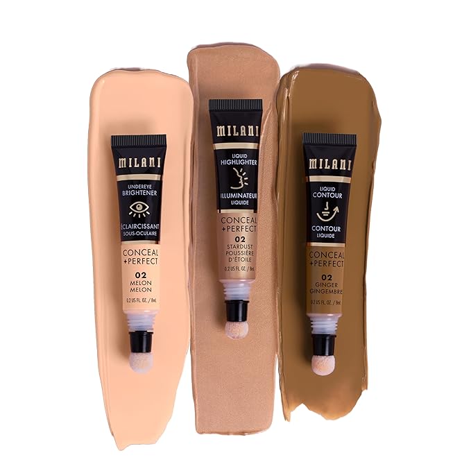 Milani Conceal + Perfect Facelift Collection Kit 2: Ginger Contour, Stardust Highlighter, Melon Undereye Brightener