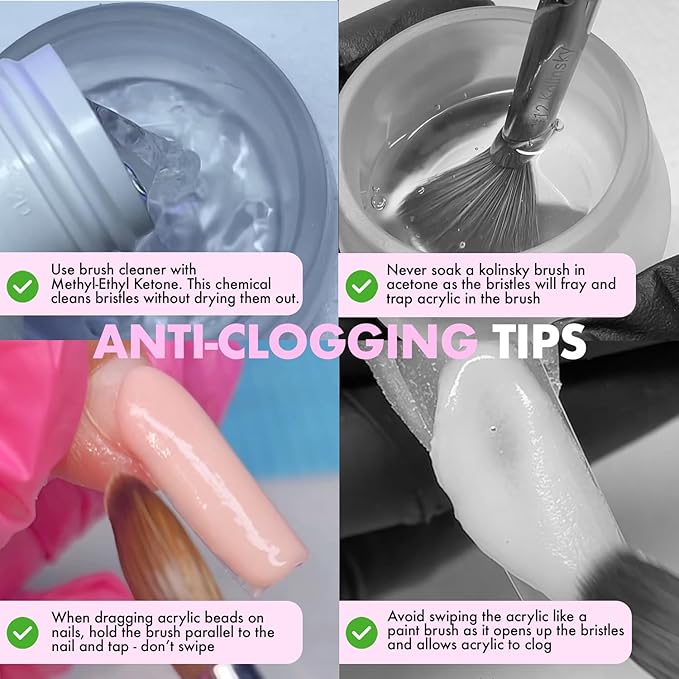 Professional Acrylic Brush Cleaner & Acrylic EMA Monomer for Acrylic Kolinsky Brushes and Nail Art Brushes for Nail Technicians Set