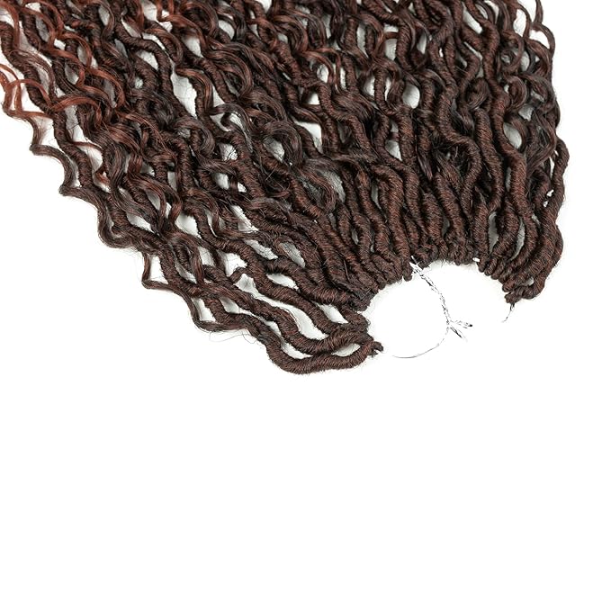 Aipin New Goddess Locs Crochet Hair 14 Inch Boho River Locs Hippie Locs Wavy Crochet With Curly Hair In Middle And Ends Braids Hair Extensions (8 Packs,14 inch, T350)