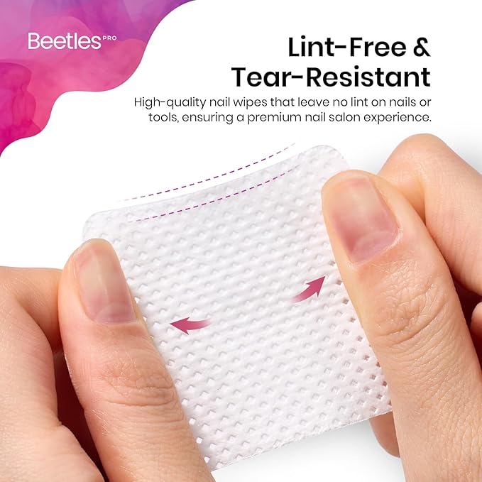 Beetles Professional Lint Free Nail Wipes: 600 Pcs Nail Polish Remover Pads Non-Woven Fabric Nail Cleaning Pads Soft Cleaning Wipes for Nail Care Salon at Home